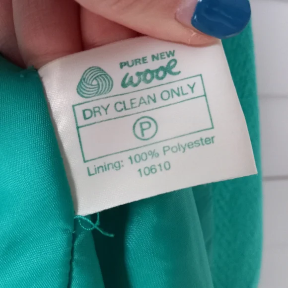 Vintage Canda Pure New Wool Jacket Blazer Jade Green Pockets Size 10 - Picture 8 of 13